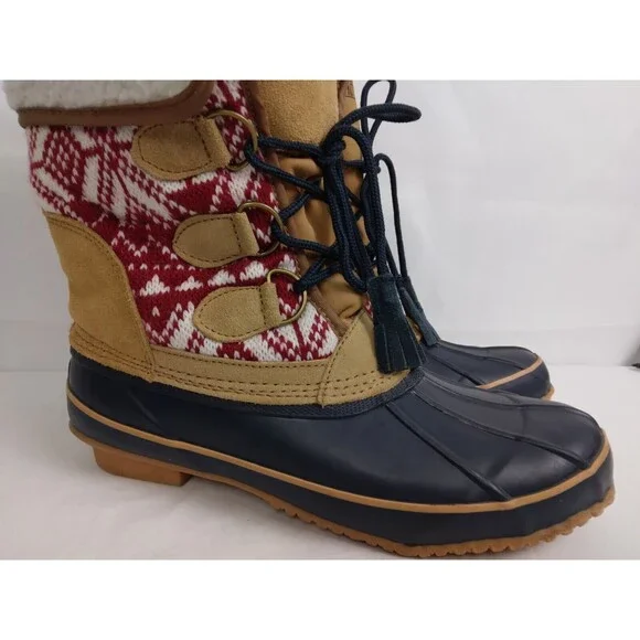 KHOMBU MAYA Suede Lace Up Faux Fur Lined Winter Duck Boots Brown Womens Size 8 M - Picture 2 of 12